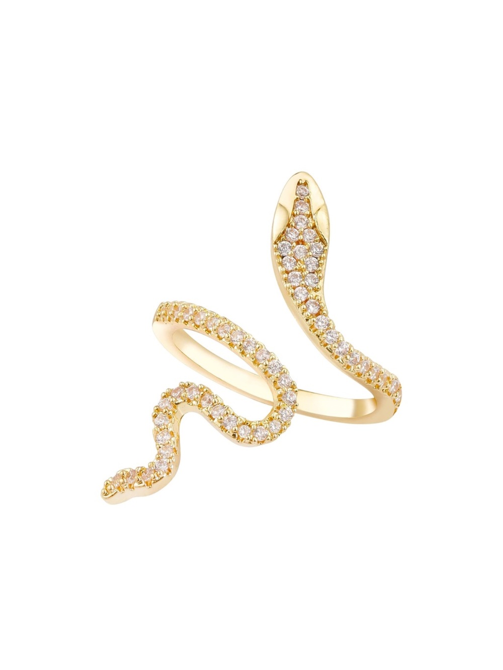 Gold Crystal Snake Wrap Ring Adjustable Serpent Statement Ring Fifi’s Closet - Picture 2 of 5